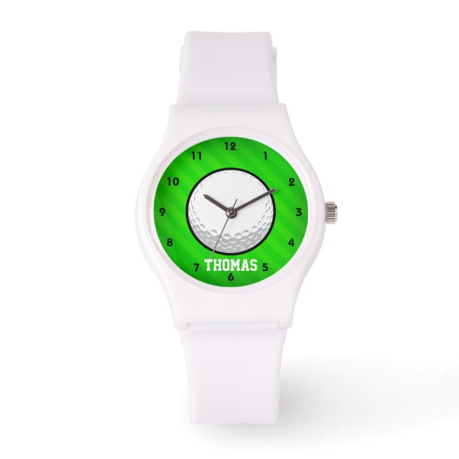 Golf Ball; Neon Green Stripes Watch (Front)