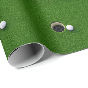 Golf Ball Next to Hole on Green Grass Golf Course Wrapping Paper
