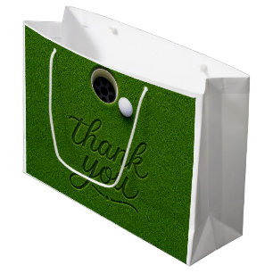 Golf Ball Next to Hole on Green Grass Thank you Large Gift Bag