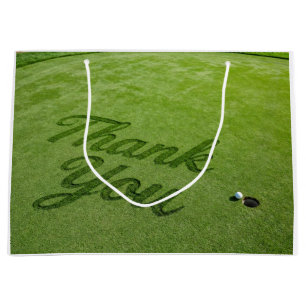 Golf Ball Next to Hole on Green Grass Thank you  Large Gift Bag
