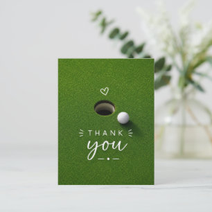 Golf Ball Next to Hole on Green Grass Thank you  Postcard