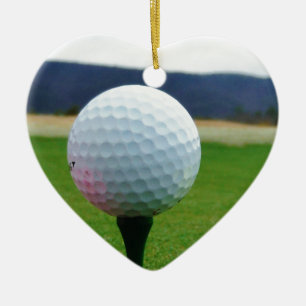 Golf Ball on a mountain golf course Ceramic Tree Decoration
