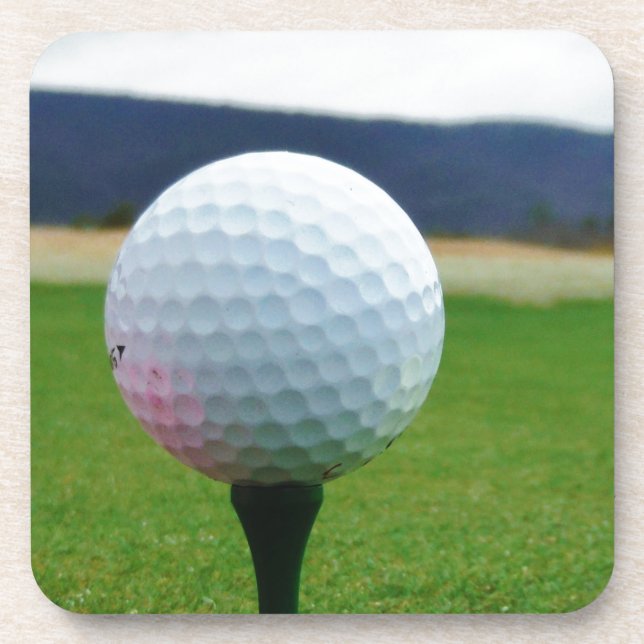 Golf Ball on a mountain golf course Coaster (Front)