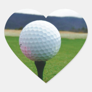 Golf Ball on a mountain golf course Heart Sticker