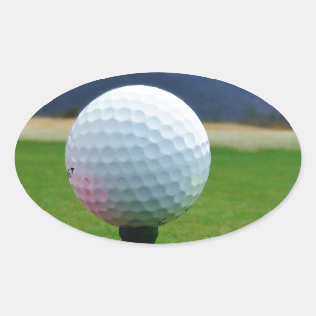 Golf Ball on a mountain golf course Oval Sticker (Front)
