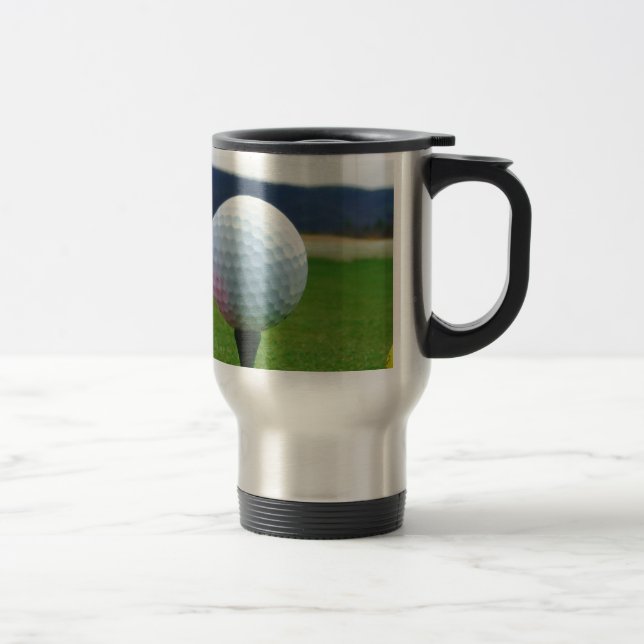 Golf Ball on a mountain golf course Travel Mug (Right)