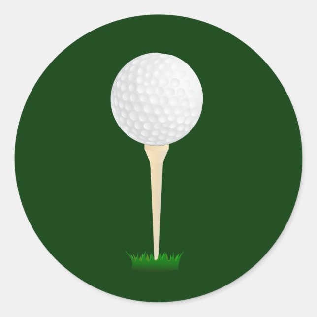 Golf Ball on a Tee Classic Round Sticker (Front)