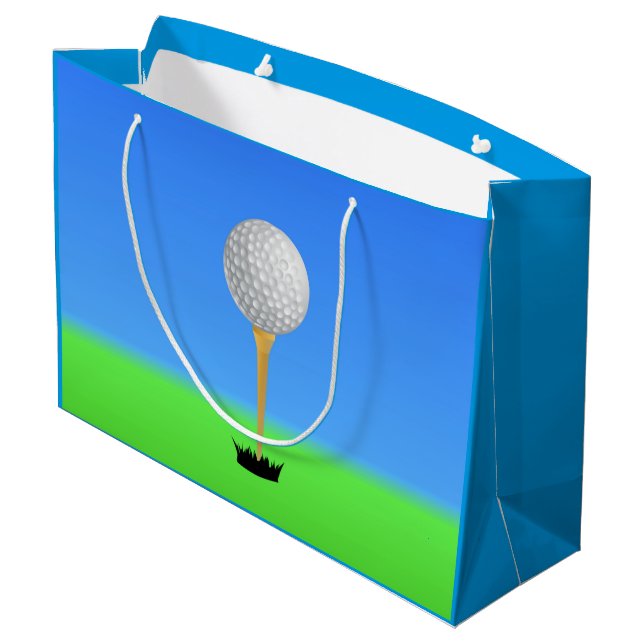 Golf Ball on a Tee Large Gift Bag (Back Angled)