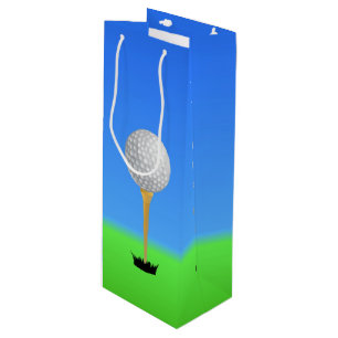 Golf Ball on a Tee Wine Gift Bag