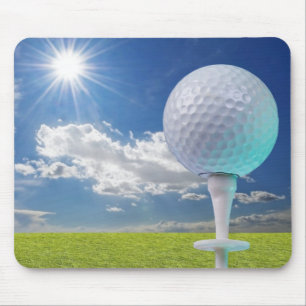 golf ball on a tee with grass mouse mat