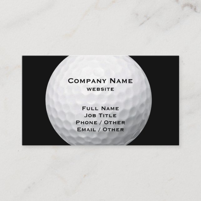 Golf Ball on Black Business Card (Front)