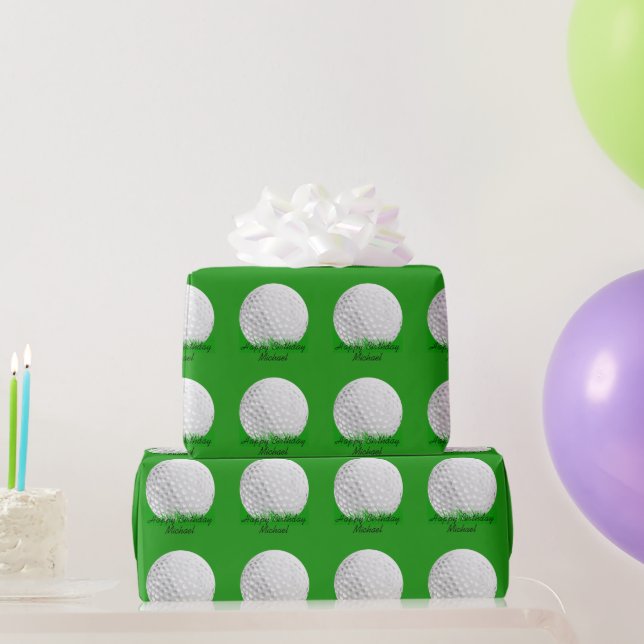 Golf Ball on Grass Wrapping Paper (Party Gifts)