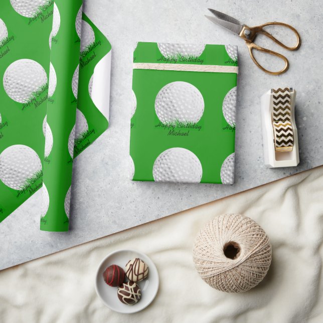 Golf Ball on Grass Wrapping Paper (Crafts)