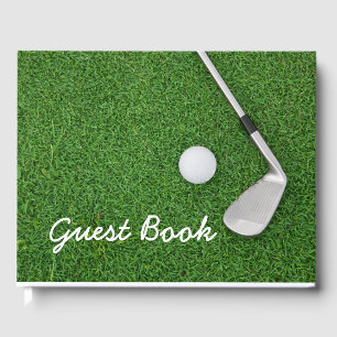 Golf ball on green grass golfer guest book