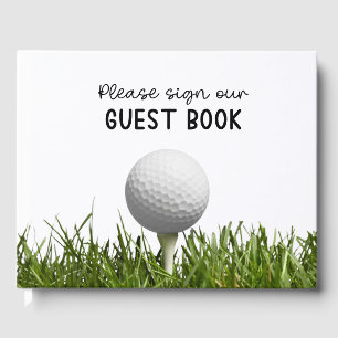 Golf ball  on green grass golfer guest book