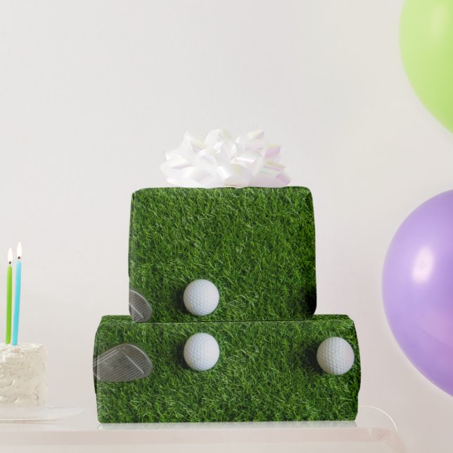 Golf Ball on Green Grass  Wrapping Paper (Party Gifts)