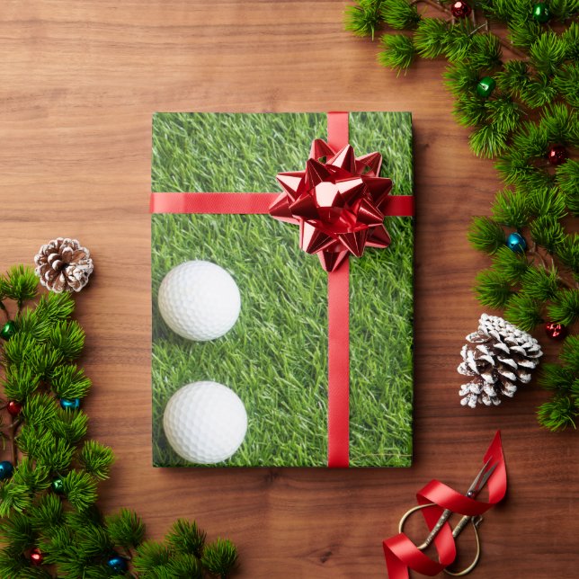 Golf Ball on Green Grass  Wrapping Paper (Holiday Gift)