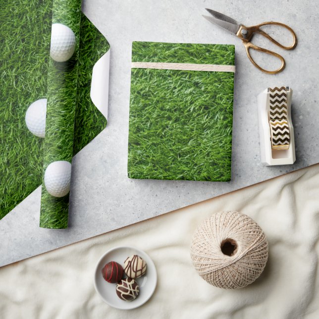 Golf Ball on Green Grass  Wrapping Paper (Crafts)