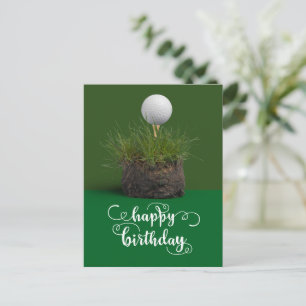 Golf ball on green Happy Birthday to Golfer Postcard