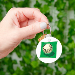 Golf Ball On Green Key Ring