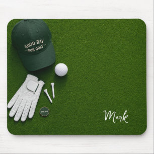 Golf ball on green ready for tee off mouse mat
