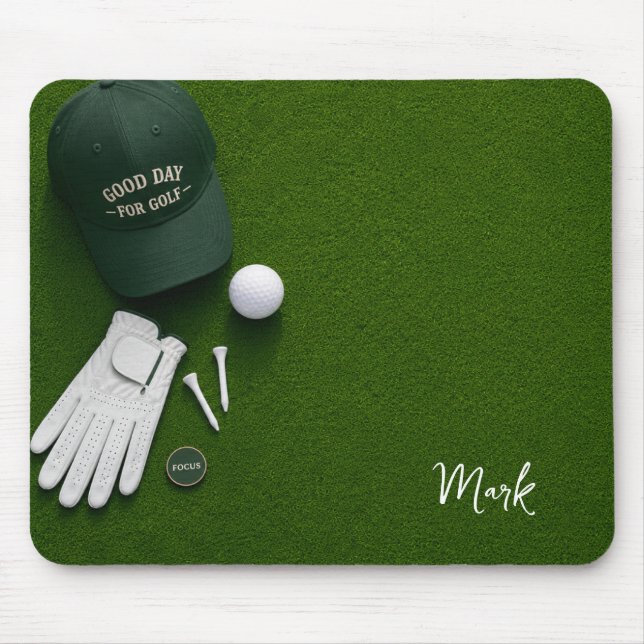 Golf ball on green ready for tee off mouse mat (Front)