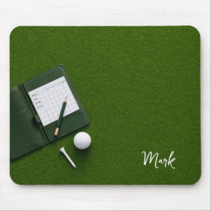 Golf ball on green ready for tee off mouse mat