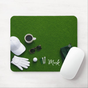 Golf ball on green ready for tee off mouse mat