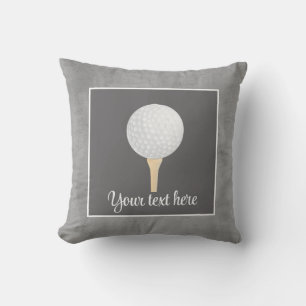 golf ball on grey personalise for golfers cushion