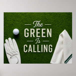 Golf ball on putting green for golfer poster