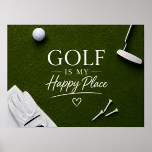 Golf ball on putting green for golfer poster