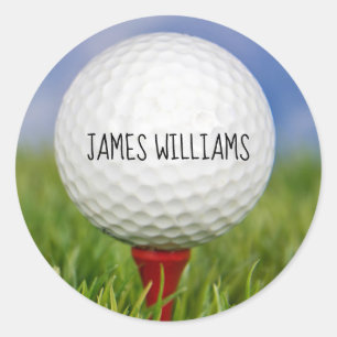 golf ball on red tee classic round sticker