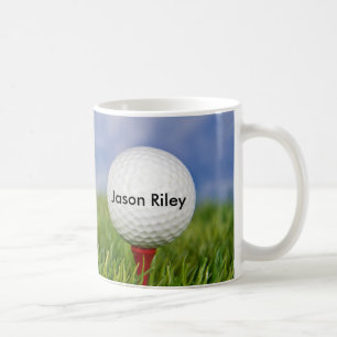 Golf Ball on red tee Coffee Mug