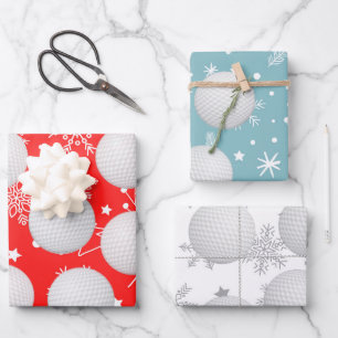 Golf ball on Snowflake Christmas for Golfer Wrapping Paper Sheet