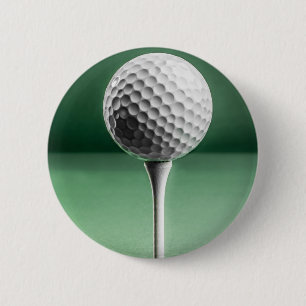 Golf Ball on Tee 6 Cm Round Badge
