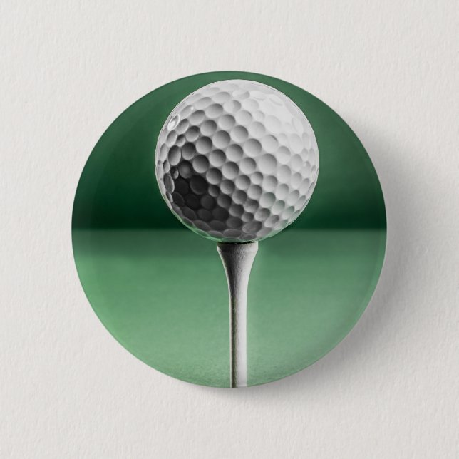 Golf Ball on Tee 6 Cm Round Badge (Front)