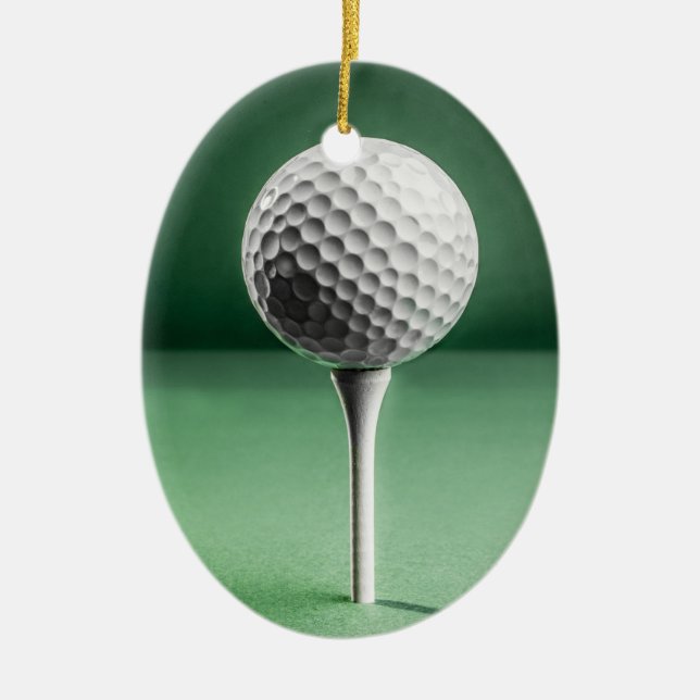 Golf Ball on Tee Ceramic Decoration (Front)