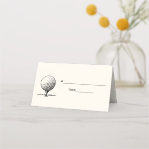 Golf Ball on Tee Escort Card Place Card Ivory
