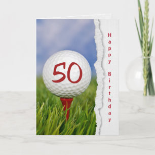 golf ball on tee for 50th birthday card