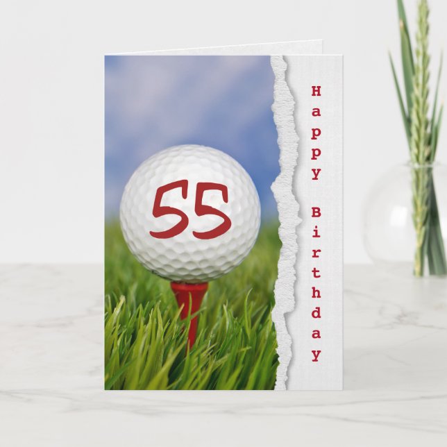 golf ball on tee for 55th birthday card (Front)