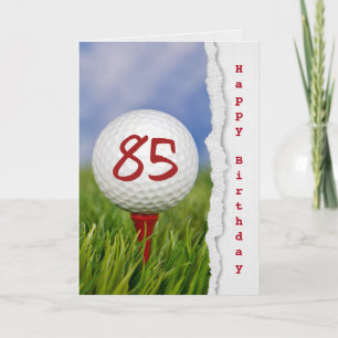 golf ball on tee for 85th birthday card