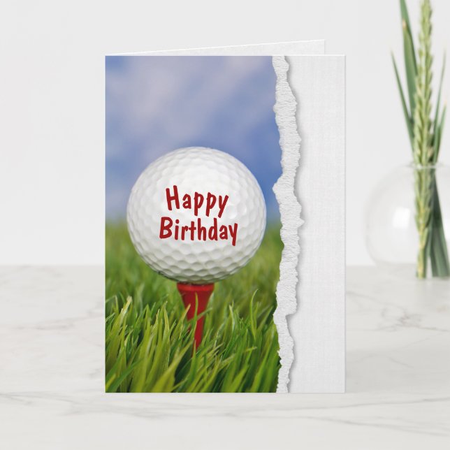 golf ball on tee for birthday card (Front)