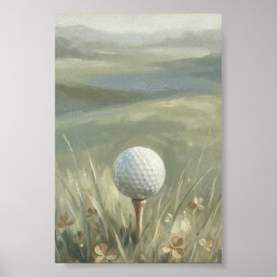 Golf Ball on Tee Landscape Wall Art