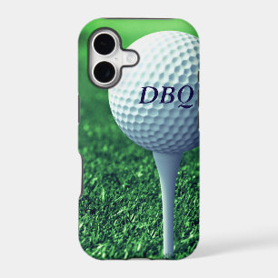 Golf Ball on Tee Modern Monogram Golfer