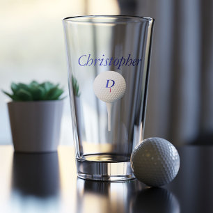 Golf Ball on Tee Personalised Pint Glass