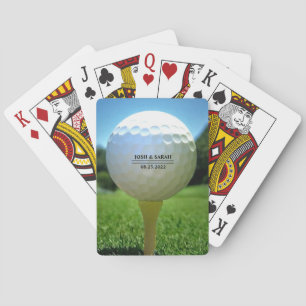 Golf ball on tee playing cards