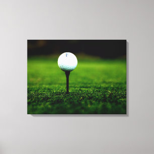 Golf Ball on Tee, Rich Green Turf Canvas Print