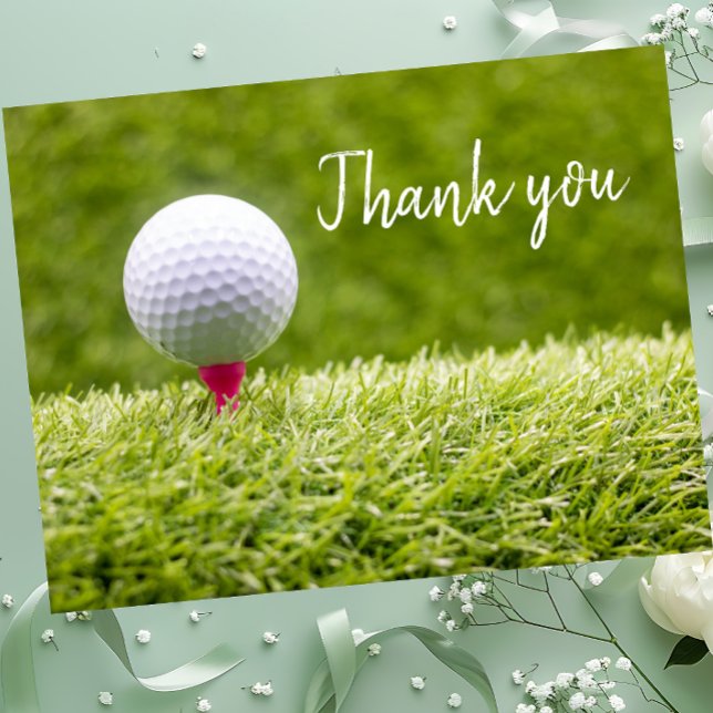 Golf ball on tee  Thank you card (Creator Uploaded)