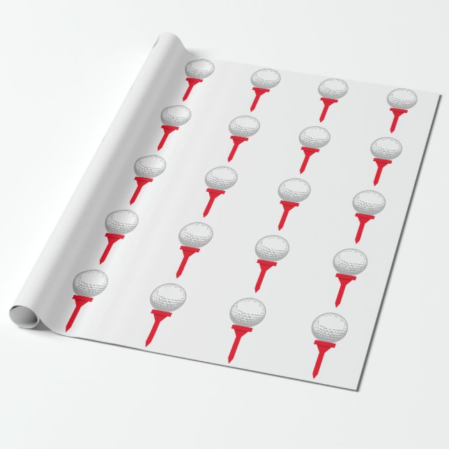 Golf Ball on Tee Wrapping Paper (Unrolled)