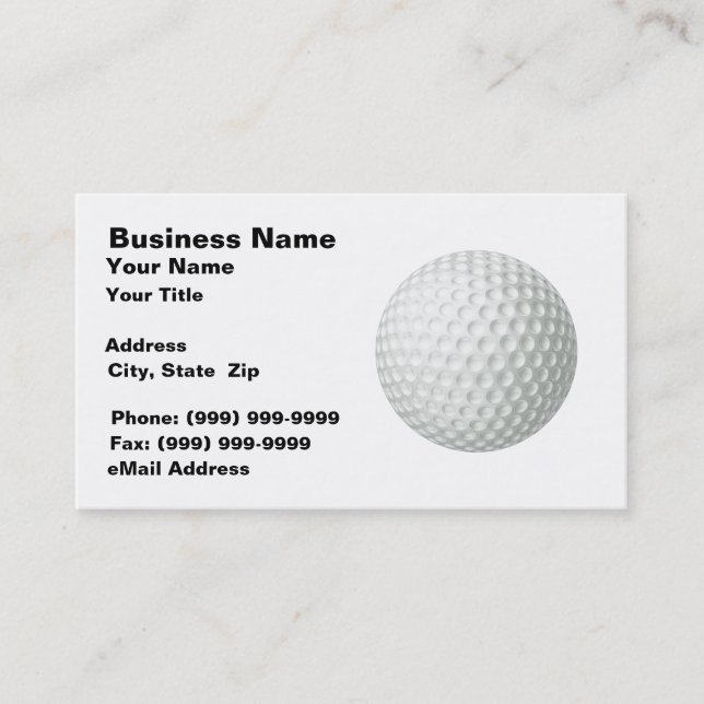 Golf Ball (on White BG) Business Card (Front)